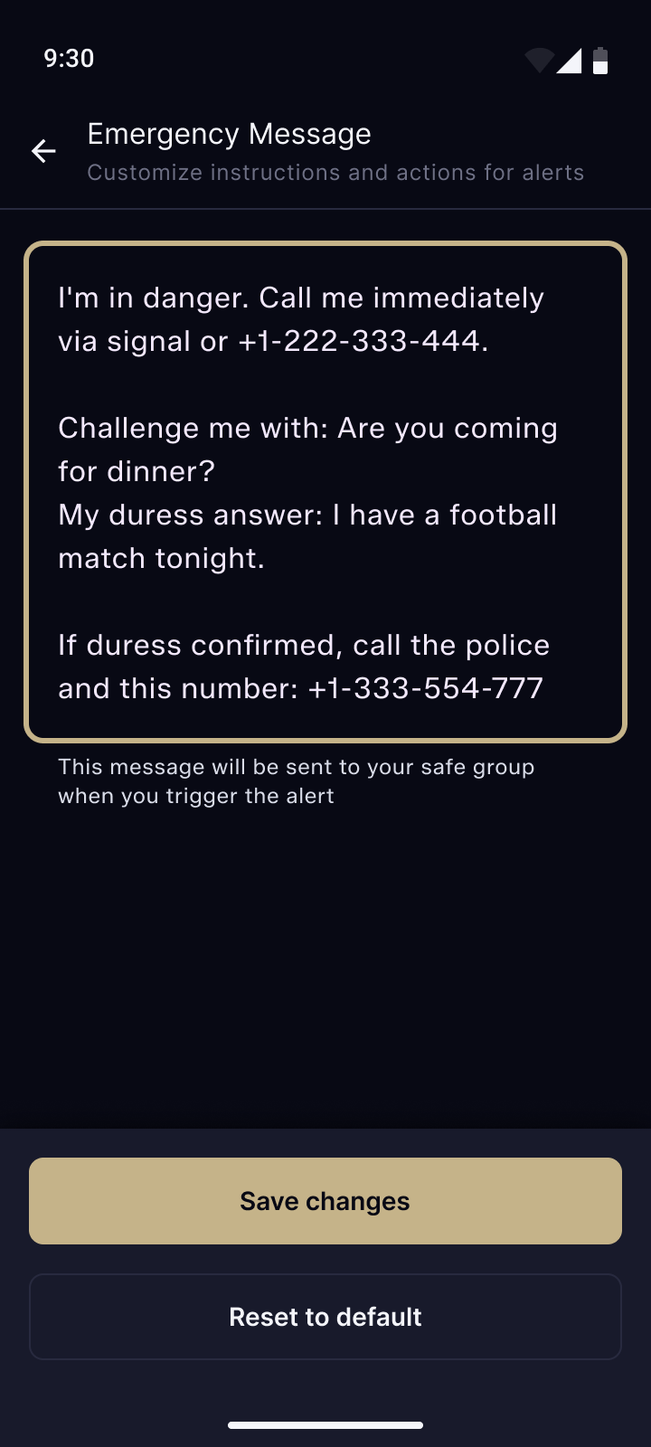 Edit alert message