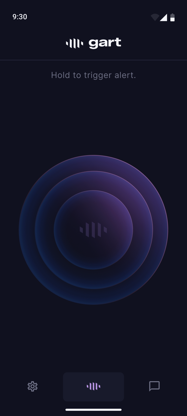 Home screen with alert button