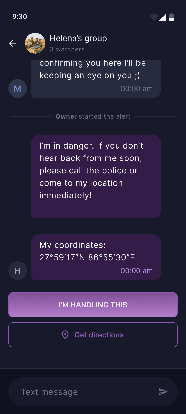 Alert details with Open in Maps